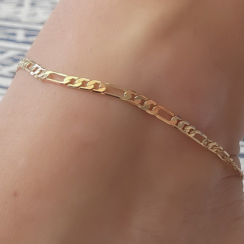 Gold Filled Figaro Chain Anklet Gold Chain Anklet Dainty Gold Anklet - Picture 2 of 9